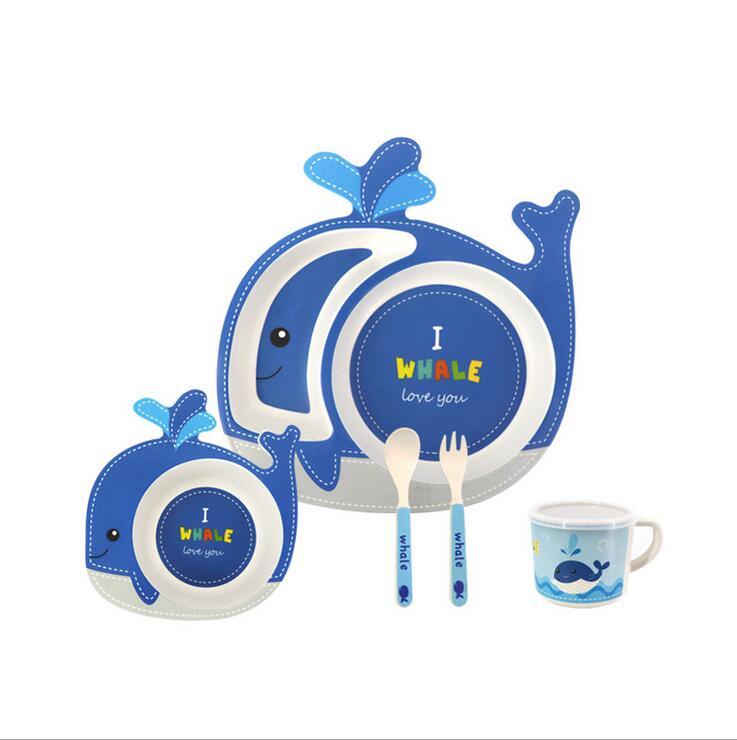 Bamboo fiber kids set whale shape